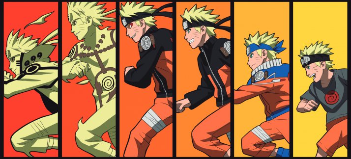 Plantilla para tazas: Naruto, evolución - Animes y Dibujos Animados