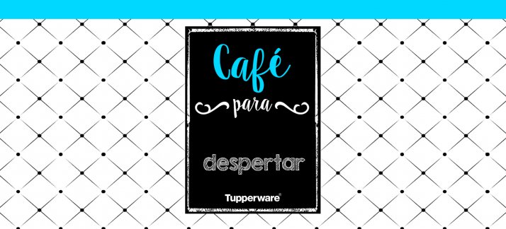 Plantilla para tazas: Tupperware - Café para despertar (franja azul) - Cómicas