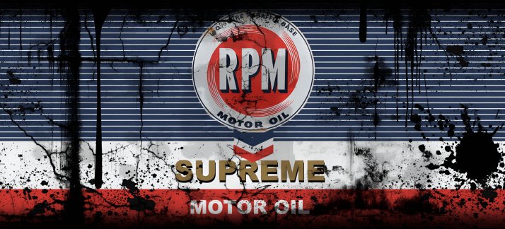 Plantilla para tazas: Lata de aceite, RPM Motor Oil Supreme - aceite para motor - Cómicas