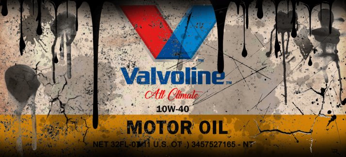 Plantilla para tazas: Lata de aceite, Valvoline - aceite para motor - Cómicas