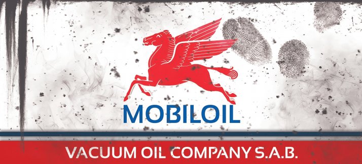 Plantilla para tazas: Lata de aceite, Mobiloil - aceite de vacío para motor - Cómicas
