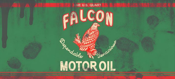 Plantilla para tazas: Lata de aceite, Falcon - aceite para motor extra - Cómicas