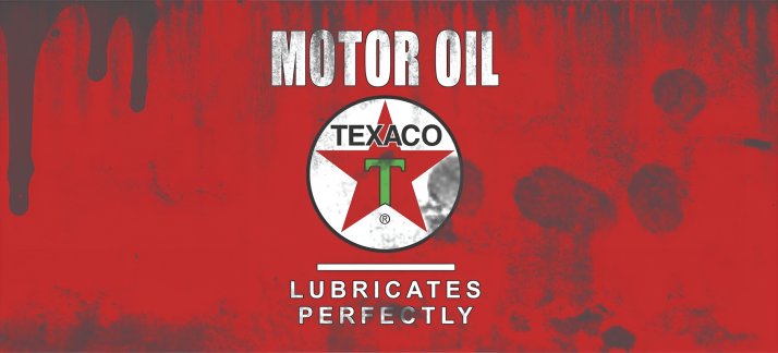 Plantilla para tazas: Lata de aceite, Texaco - aceite para motor perfecto - Cómicas
