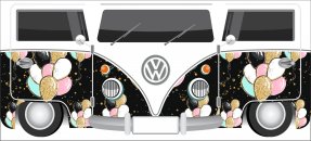 Plantilla similar: Kombi negra con globos de colores, Volkswagen